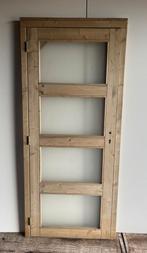 Vuren geïmpregneerde blokhutdeur met melkglas en met kozijn, 25 tot 50 mm, Overige typen, Nieuw, Minder dan 200 cm