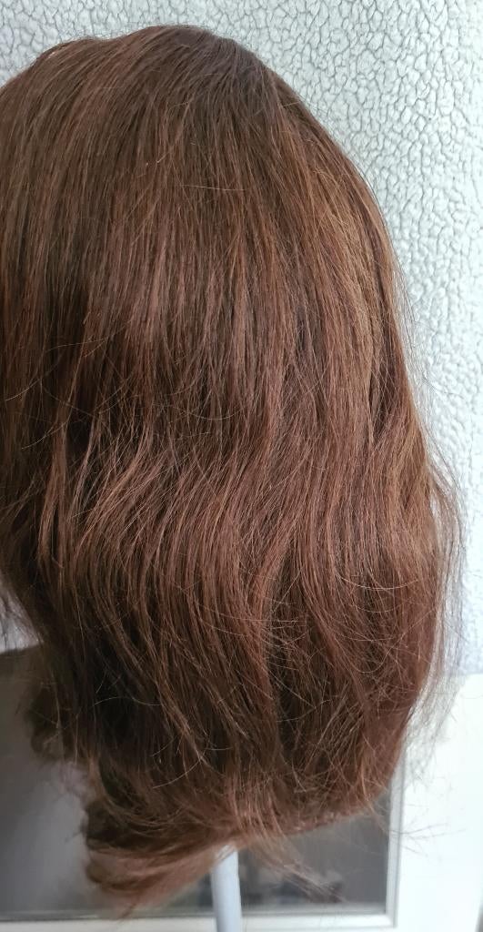 Nw, pruik, Shri Lace, 62 cm. Virgin hair 100%. Donker blond., Ophalen of Verzenden, Nieuw, Pruik of Haarverlenging