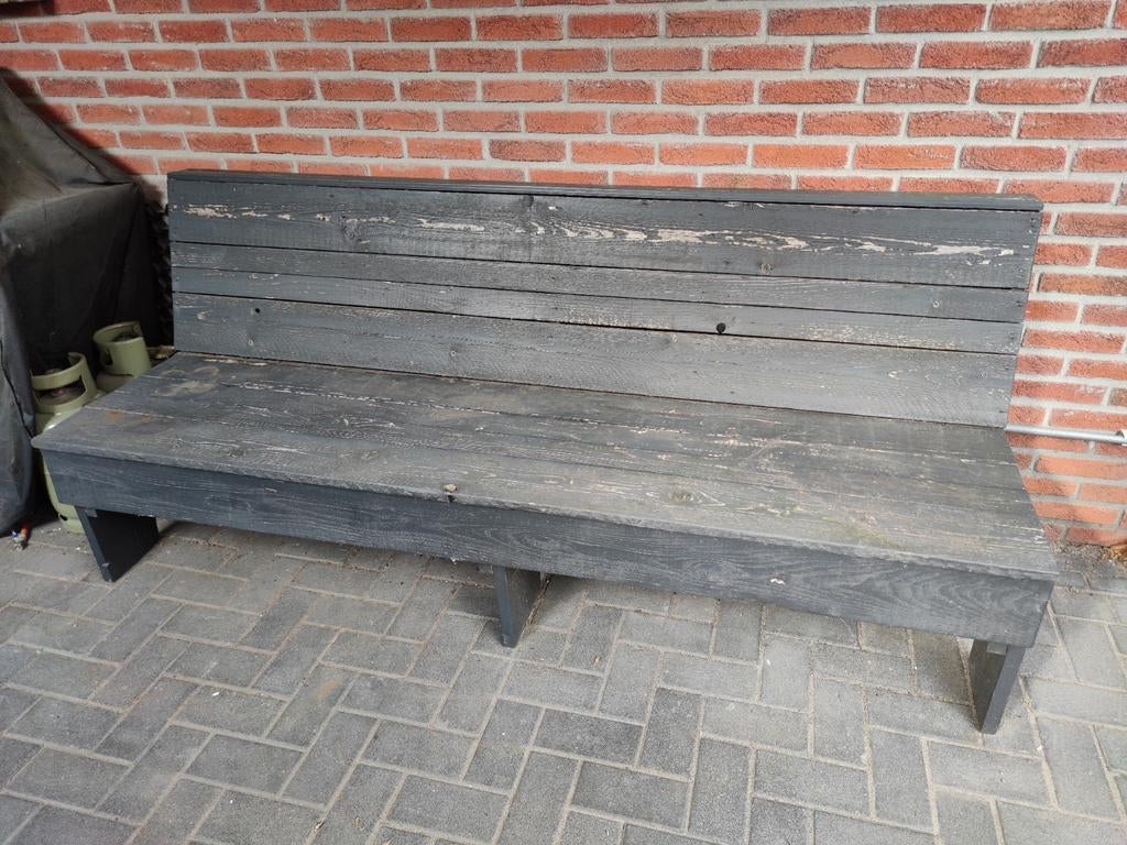 Steigerhouten tuinbank, grijs gebeitst, 206 cm, Ophalen