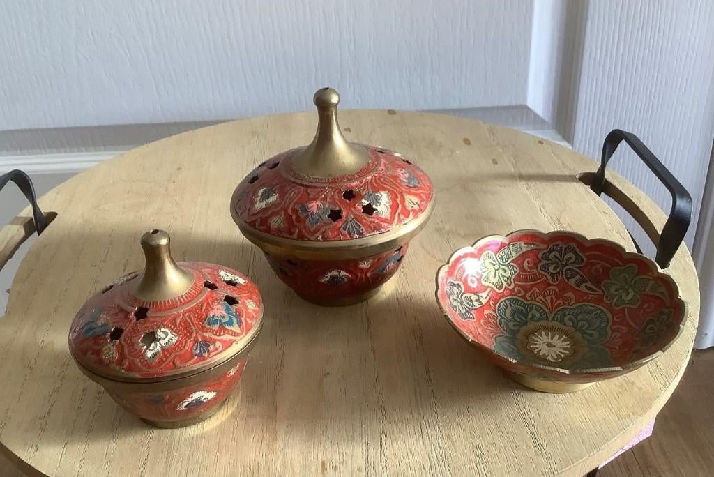 3-delig (koperen) wierook set, Antiek en Kunst, Antiek | Koper en Brons, Ophalen of Verzenden