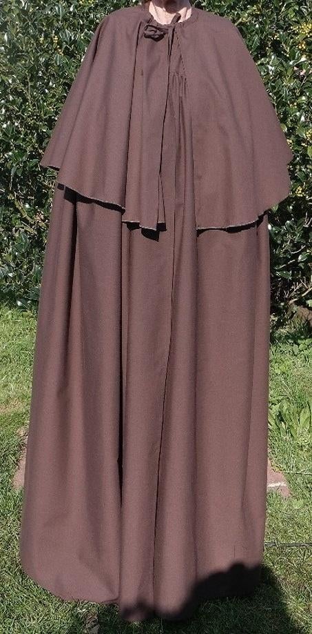 Gave lange bruine katoenen cape, met pellerine, Carnaval, ., Ophalen of Verzenden, .