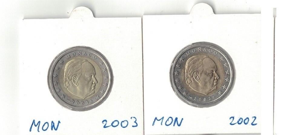 Monaco 2 euro 2002 & 2003, Postzegels en Munten, Munten | Europa | Euromunten, Ophalen of Verzenden, Monaco, 2 euro, Losse munt