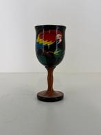 Vintage Curaçao houten beker met papegaai, Ophalen of Verzenden