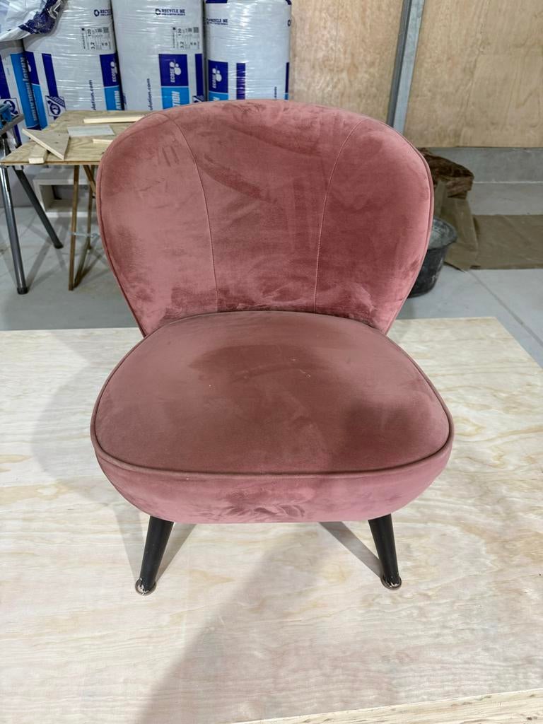 Roze fluwelen stoel, Huis en Inrichting, Stoelen, Ophalen, Gebruikt, Overige kleuren, Eén