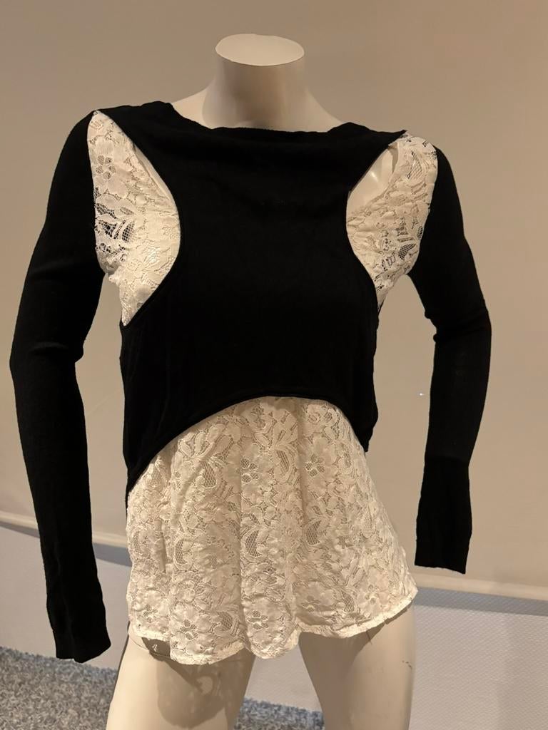Shirt met crème kant maat m, Kleding | Dames, Maat 38/40 (M), ., Zwart, Ophalen of Verzenden