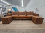 3 zits cognac bank met 2 hockers, 125 cm of meer, 125 cm of meer, Zo goed als nieuw, Info@homefriesland.nl