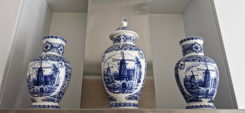 Set van 3 Delft Blauw vazen  t delfts bleau, Ophalen