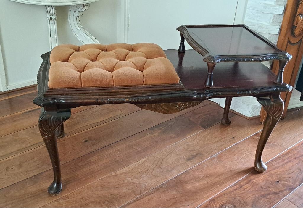 Antiek engels telefoon tafeltje, Ophalen, Rechthoekig, Minder dan 50 cm