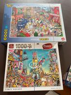 2x 1000 stukjes puzzels: Parijs en Times Square, Ophalen of Verzenden, 500 t/m 1500 stukjes, Gebruikt, Legpuzzel