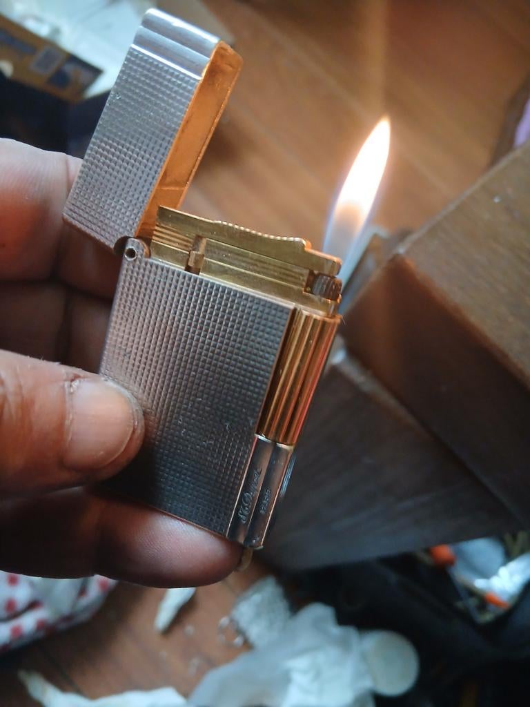 Vintage S.T. Dupont Aansteker - Zilverkleurig, Ophalen of Verzenden, Gebruikt, Aansteker