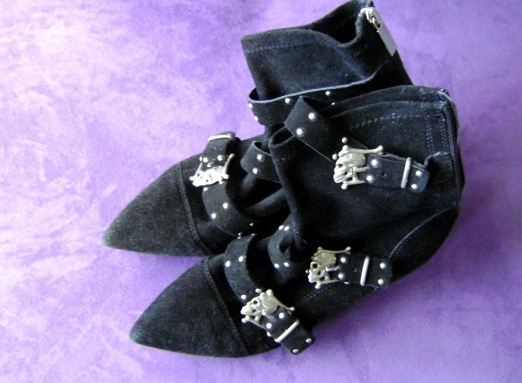 dooshoofd skull gesp laarzen pikes leer goth batcave punk, Kleding | Dames, Schoenen, Verzenden, Zwart, Lage of Enkellaarzen, Nieuw