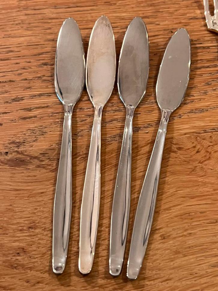 4 Burfine holland verzilverde botermesjes boter mesje nieuw, Antiek en Kunst, Antiek | Bestek, Ophalen of Verzenden
