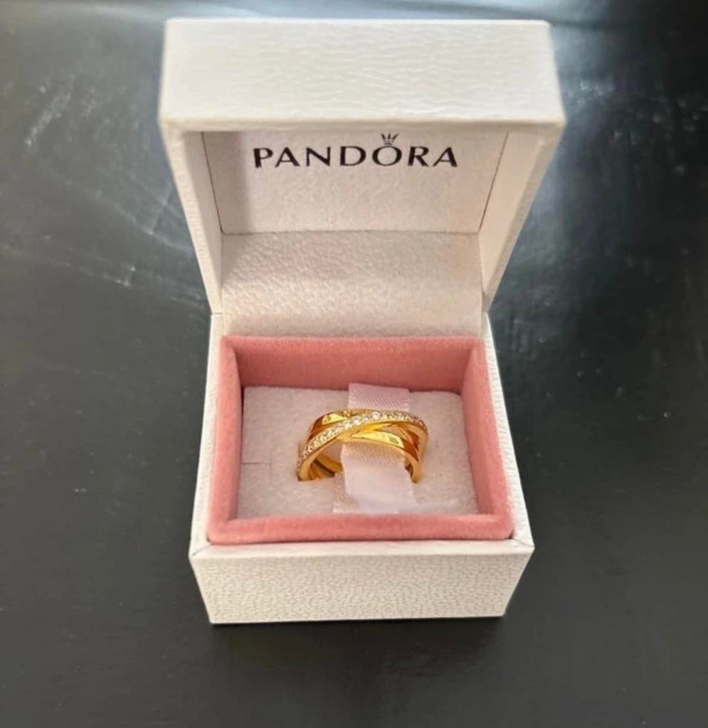 Pandora Crossover Pavé Driedubbele Band Ring maat 54, Ophalen of Verzenden, Zo goed als nieuw, Pandora