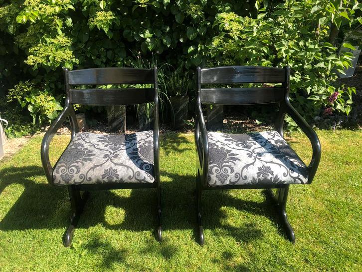 Farstrup Deense mid century eetkamerstoelen, Huis en Inrichting, Stoelen, Gebruikt, Hout, Zwart, Ophalen