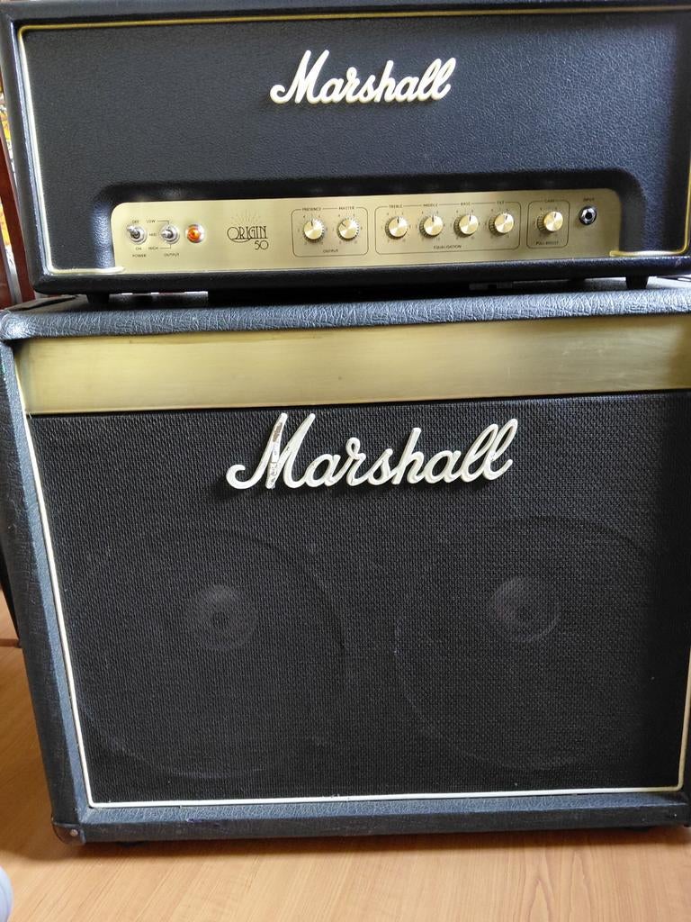 Marshall cabinet met Marshall origin 50 buizentop, Ophalen, 50 tot 100 watt
