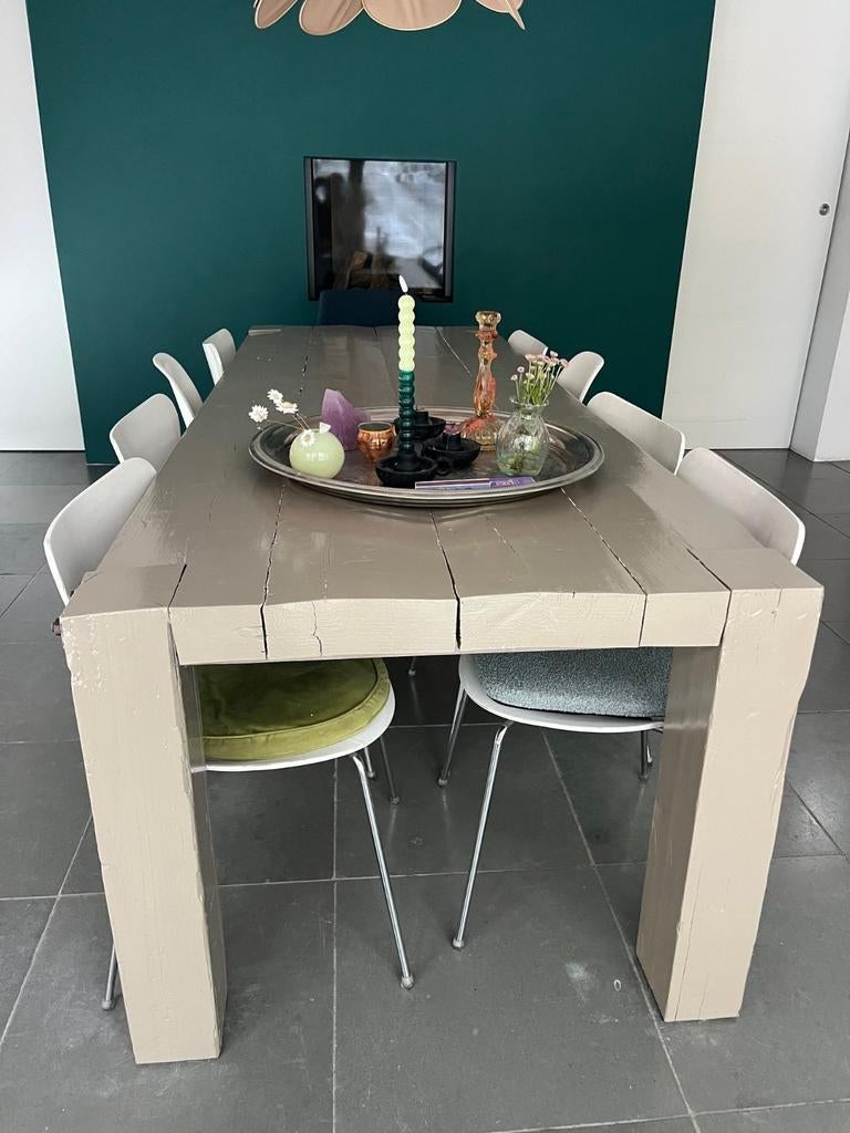 Eettafel Jan van Ijken, Huis en Inrichting, Tafels | Eettafels, Gebruikt, 50 tot 100 cm, 200 cm of meer, Rechthoekig, Ophalen