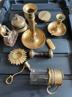 Partij messing decoratie vintage – kandelaars, Boeddha, bel, Ophalen of Verzenden