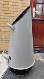 Antieke emaille kolenkit - grijs, met gebruikssporen, Ophalen