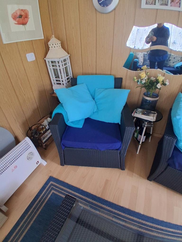 Bankje en twee stoelen voor camping of buiten, Huis en Inrichting, Banken | Bankstellen, Kunststof, Gebruikt, Tweepersoons, Ophalen of Verzenden