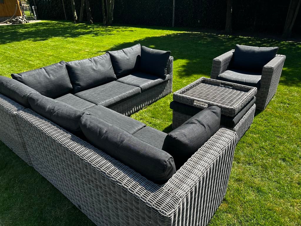 Intratuin hoek loungeset wicker, Tuin en Terras, Ophalen, 6 zitplaatsen, Hocker, Zo goed als nieuw