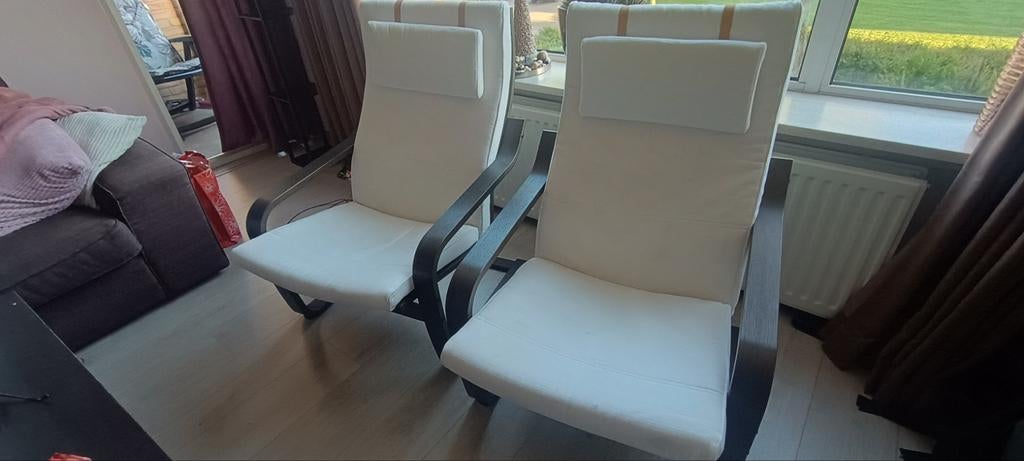 Ikea Poäng fauteuil stoel 2 stuks, Ophalen, Gebruikt, 75 tot 100 cm, 50 tot 75 cm