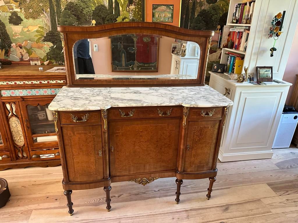 Antieke Franse commode Louis XVI-stijl met spiegel, Huis en Inrichting, Kasten | Dressoirs, Ophalen, Gebruikt, 100 tot 150 cm