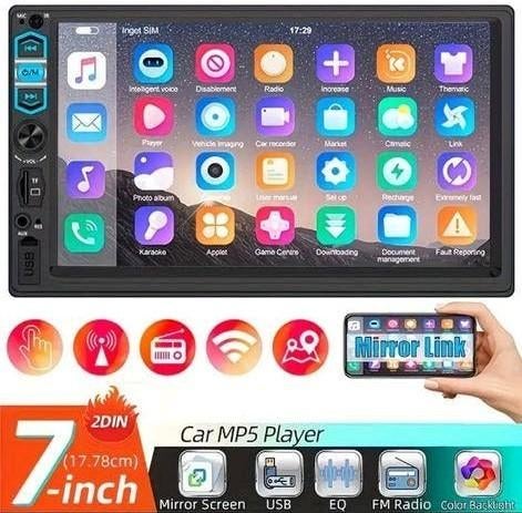 2 DIN MP5 Autoradio Bluetooth Mirrorlink en  7" scherm., Ophalen of Verzenden, Nieuw
