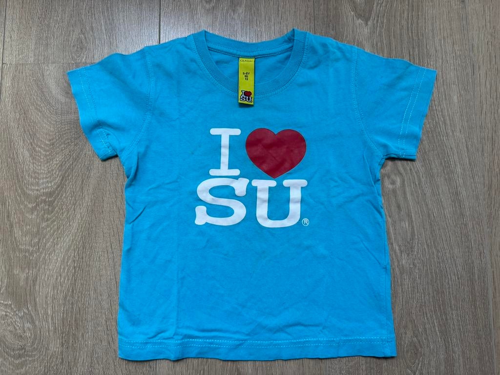 T-shirt I Love Su blauw/wit maat 5-6 jaar, Kinderen en Baby's, Kinderkleding | Maat 116, Ophalen of Verzenden, Gebruikt, Jongen