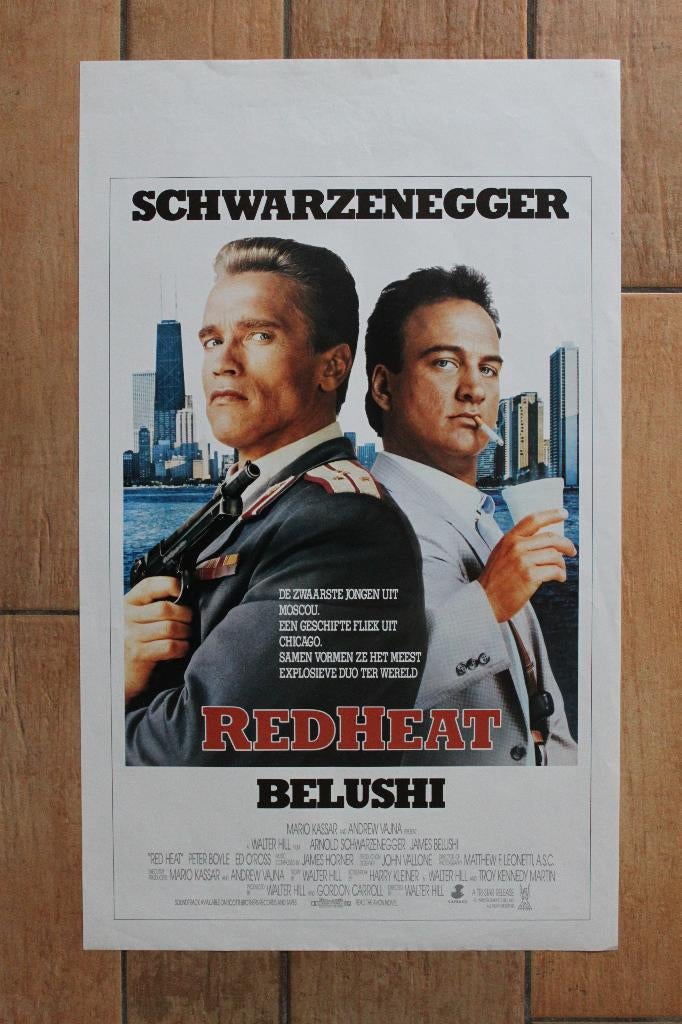 filmaffiche Arnold Schwarzenegger Red Heat 1988 filmposter, Rechthoekig Staand, Ophalen of Verzenden, Zo goed als nieuw, A1 t/m A3