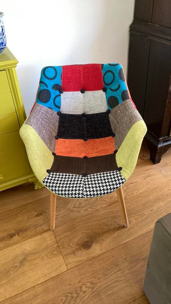 Unieke Patchwork Stoel - Comfortabel en Stijlvol Design, Ophalen, Zo goed als nieuw