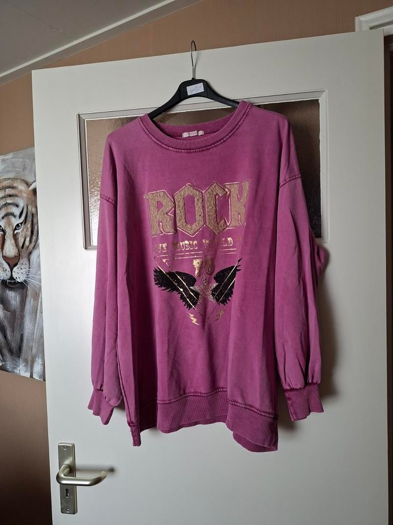 CMG LABS Roze Sweatshirt met 'ROCK' Opdruk - Maat M, Maat 46/48 (XL) of groter, Ophalen of Verzenden, CMG LABS, Roze