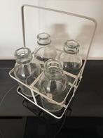 Set van 4 kleine vaasjes / bloemetjes, Wit, Ophalen of Verzenden, Minder dan 50 cm, Glas