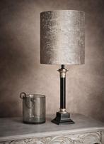 tafellamp schemerlamp zilver grijs croco velvet kap en zwart, Huis en Inrichting, Lampen | Tafellampen, Ophalen of Verzenden, Zo goed als nieuw