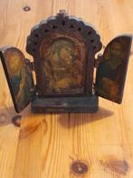 oude drieluik met religieuze gravure, Ophalen of Verzenden