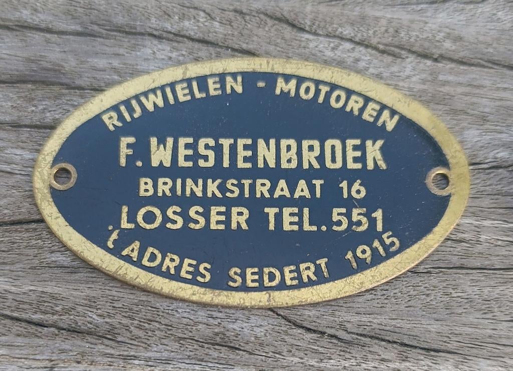 F. Westenbroek rijwielen en motoren, Losser, plaatje, Verzamelen, Efteling, Ophalen of Verzenden, Zo goed als nieuw, Button of Speldje