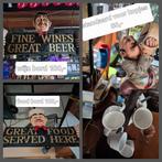 Wijn en food bord plus houder koffiekopjes vintage, Ophalen, Reclamebord