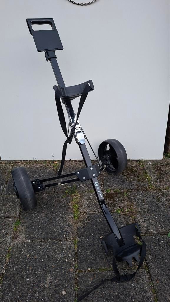 Compacte 2wielen golftrolley merk Apron X10, Ophalen, Gebruikt, Golfkar