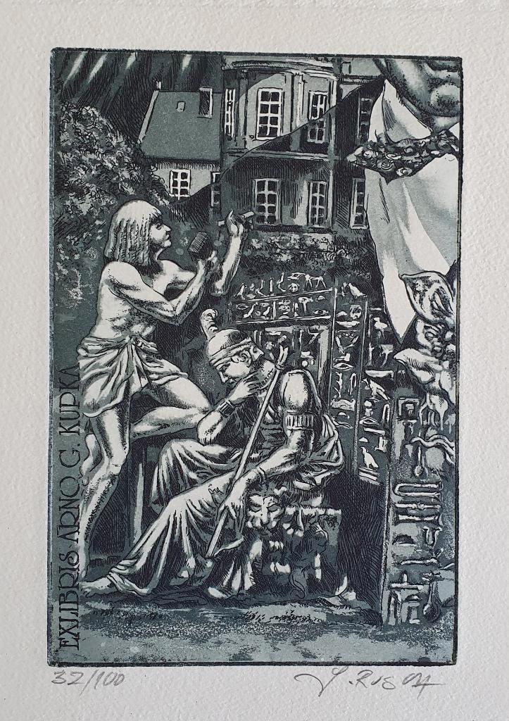 Exlibris / Ex libris J. Rensch, o.a. Oude Egypte, Antiek en Kunst, Kunst | Etsen en Gravures, Verzenden