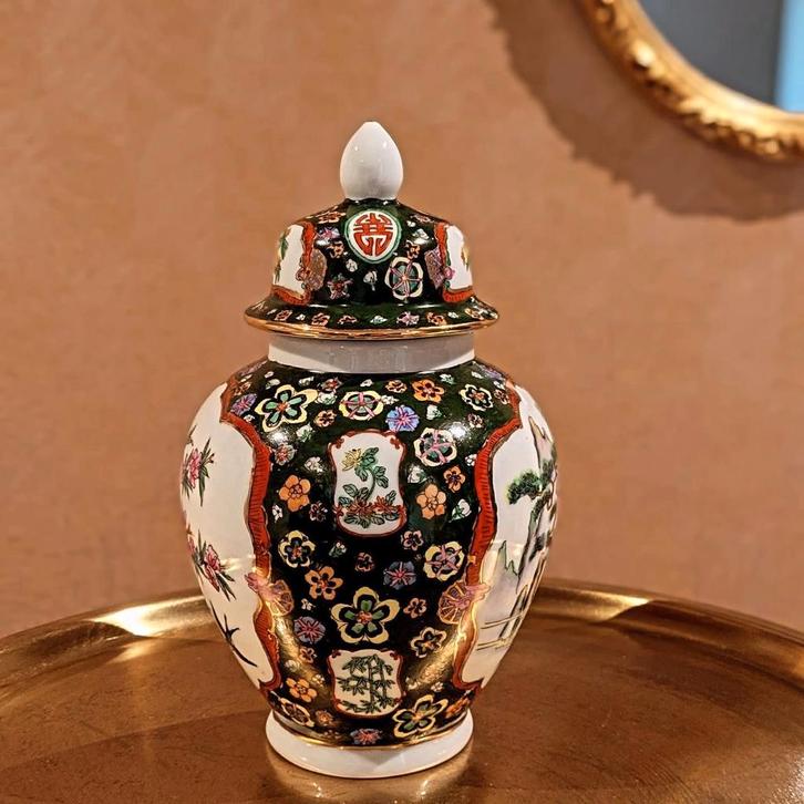 Chinese vintage handbeschilderde theepot / vaas / gemberpot, Sieraden, Tassen en Uiterlijk, Piercings, Nieuw, Goud, Ophalen of Verzenden