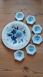 Delftsblauwe glazen schaal met 6 schaaltjes, Ophalen of Verzenden