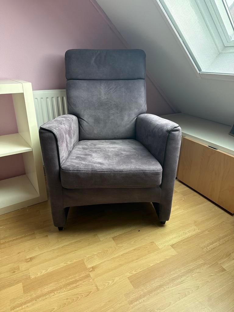 Grijze stoffen fauteuil, Ophalen, Gebruikt, Twee, Stof