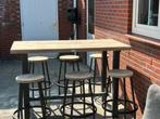 Tierra Outdoor Bartafel met 6 krukken - Goede staat, Ophalen, 90 cm of meer, Hout, Gebruikt