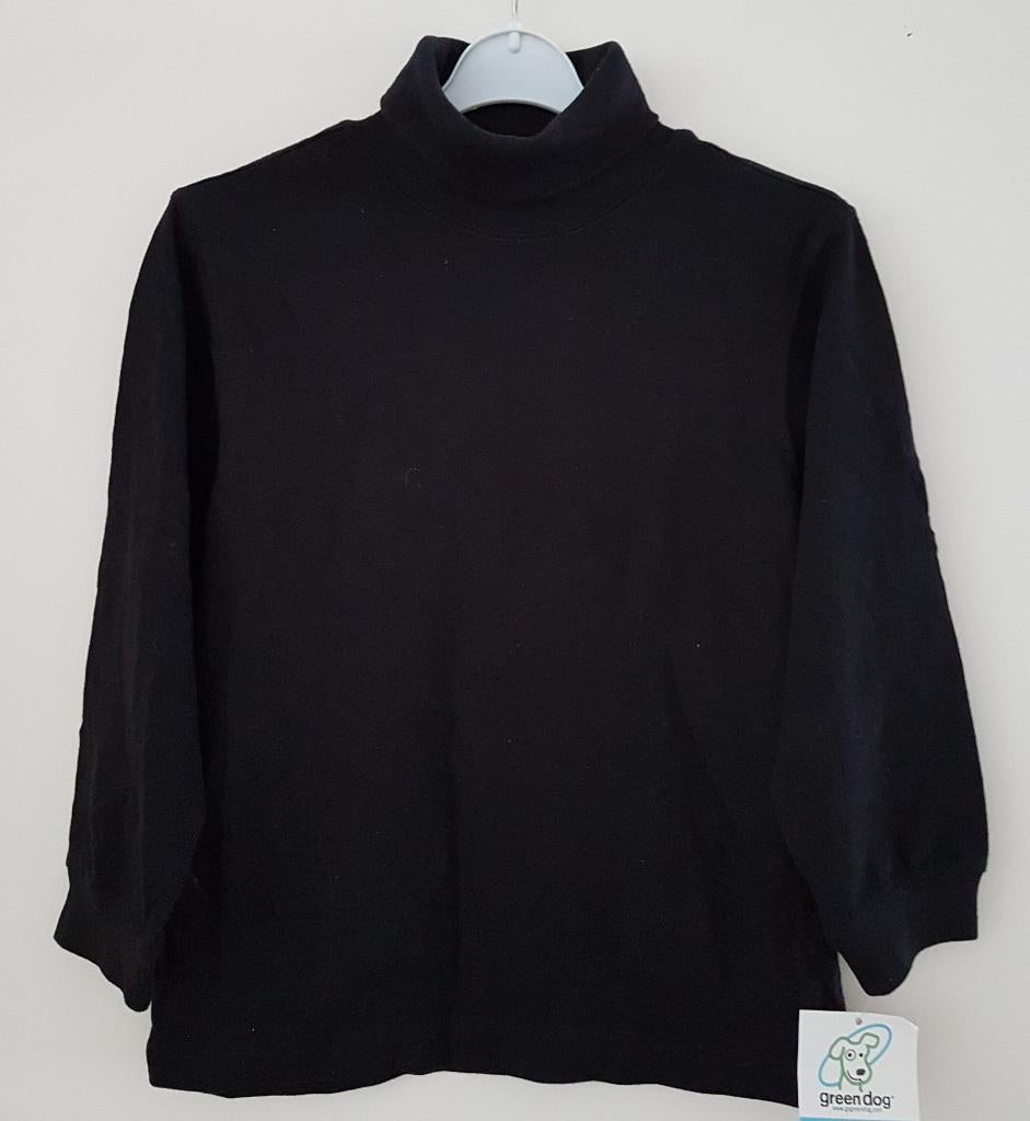 Zwarte longsleeve met col maat 128/134 NIEUW (0362) a, Kinderen en Baby's, Kinderkleding | Maat 128, Nieuw, Ophalen of Verzenden