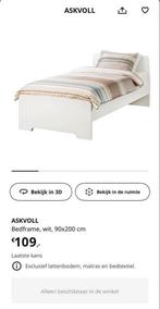 IKEA ASKVOLL bedframe wit, 90x200 cm - Zo goed als nieuw, Ophalen, 90 cm, Eenpersoons, Wit