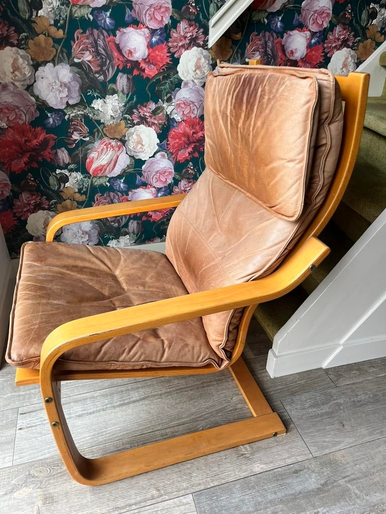 Mooie vintage Ikea Stoel fauteuil, Ophalen, Gebruikt, 50 tot 75 cm, Leer