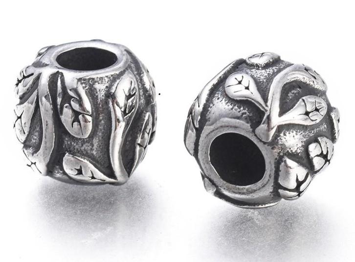 RVS groot gat bedel Leafs, Sieraden, Tassen en Uiterlijk, Bedels, Nieuw, Overige merken, Overige materialen, 4 bedels of meer