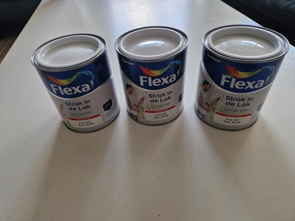 FLEXA strak in de lak 0.75L RAL 9016 Fris wit, Ophalen of Verzenden, Nieuw, Wit, Lak