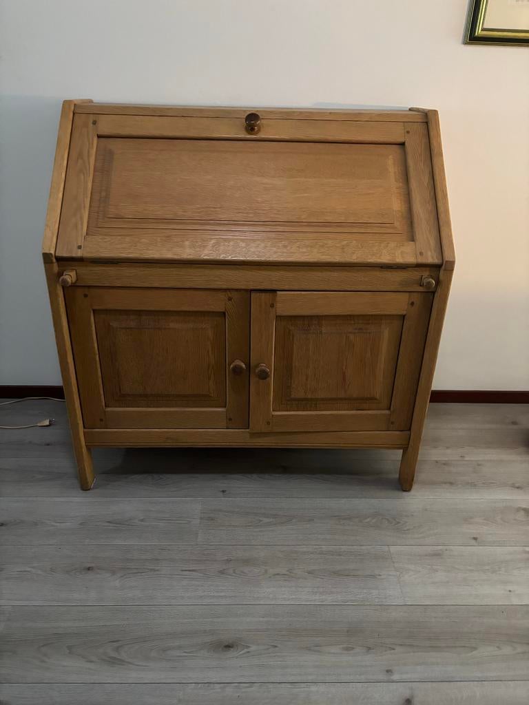 Vintage eiken secretaire / bureau, Antiek en Kunst, Ophalen