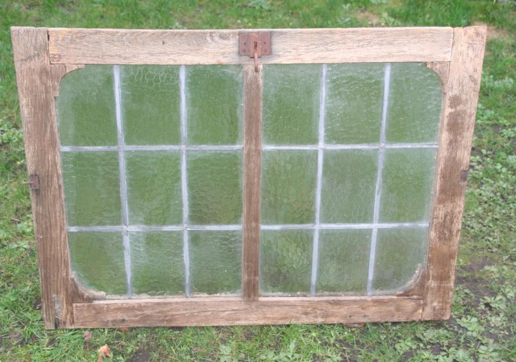 oud bovenlicht met 2 glas-in-lood ramen, Ophalen, Gebruikt, 80 tot 120 cm, Overige typen