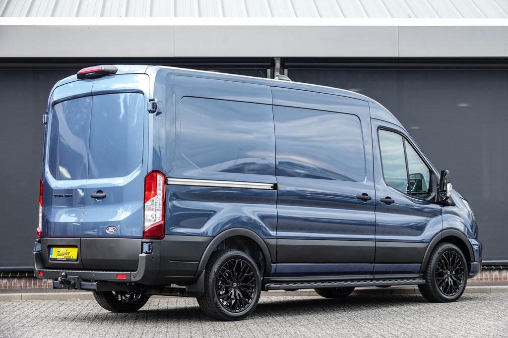 Ford Transit L2H2 | 165Pk A8 Aut. | Raptor Edition | 2x Schu, Auto's, Bestelauto's, 12 maanden, Stof, Zwart, 4 cilinders